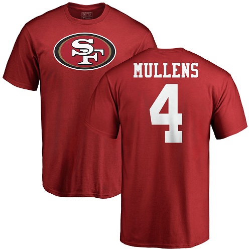 San Francisco 49ers Red Nick Mullens Name and Number Logo #4 NFL T Shirt